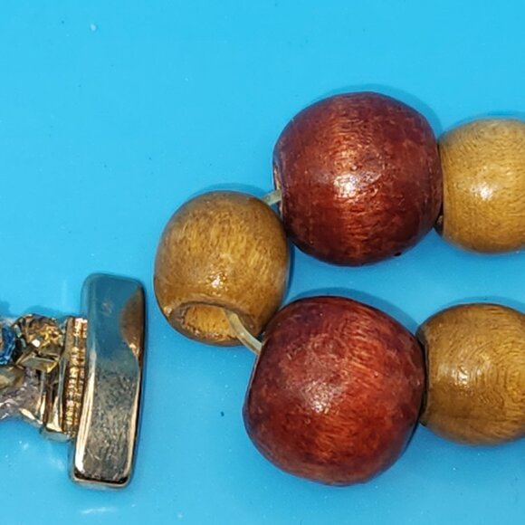 Y2K BOHO crouched lace band under brass chain with glass amber beads - Picture 16 of 16